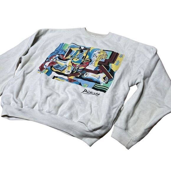 American Vintage 80s Pablo Picasso Art Sweatshirt Pullover Medium - Picture 2 of 8